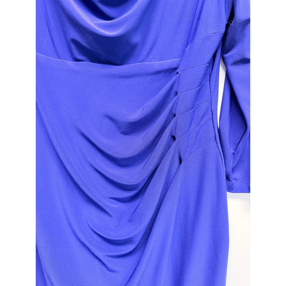 Lauren Ralph Lauren Dress Cowl Neck Ruched 12P Royal Blue Women - Picture 2 of 7